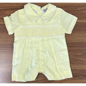 6m unisex Little Smocks Yellow One Piece Outhit- Vintage‎